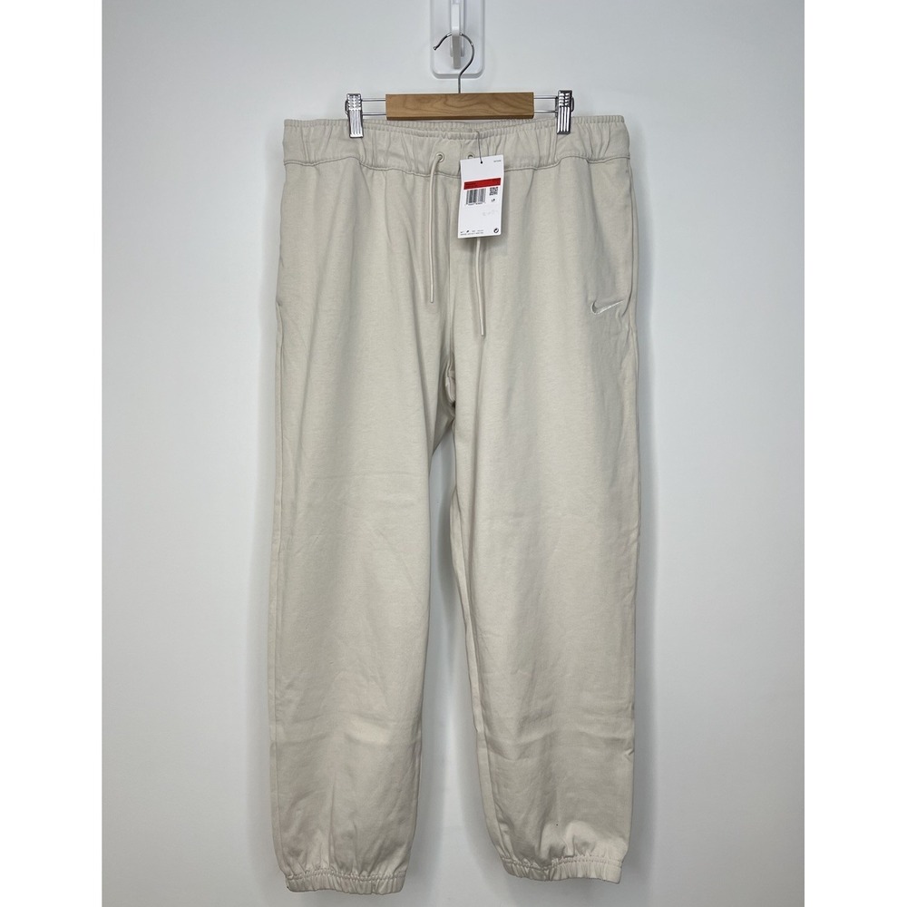 Nike Loose Fit Mid-Rise Joggers Womens Large Beige Sweatpants Swoosh Logo NWT